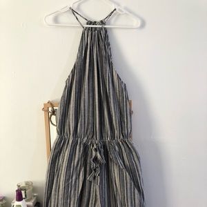 Linen leg slit jumpsuit